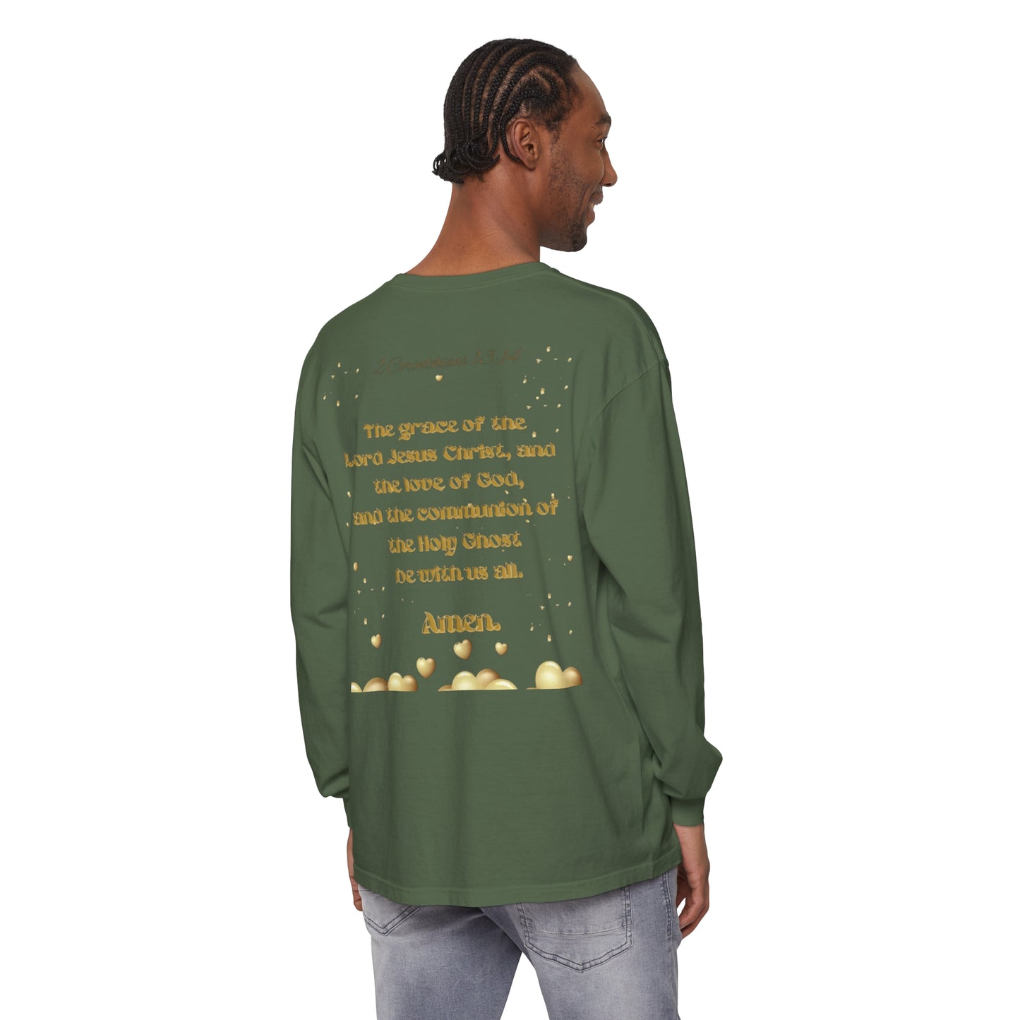 Unisex Garment-dyed Long Sleeve T-Shirt (Love)