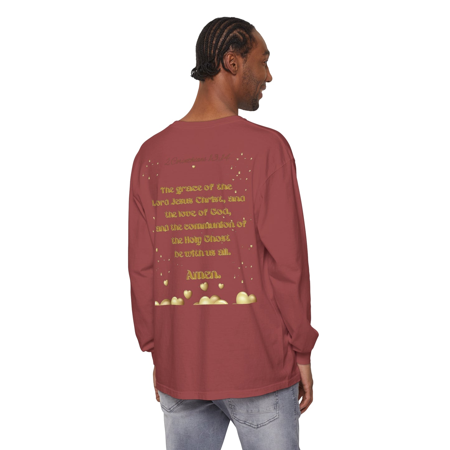 Unisex Garment-dyed Long Sleeve T-Shirt (Love)
