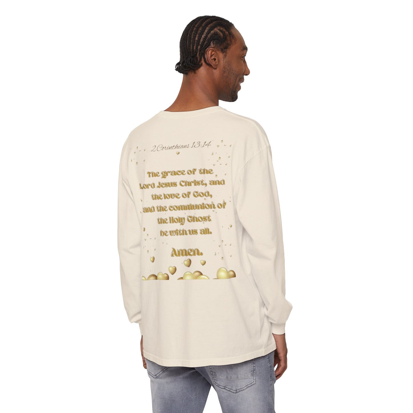 Unisex Garment-dyed Long Sleeve T-Shirt (Love)