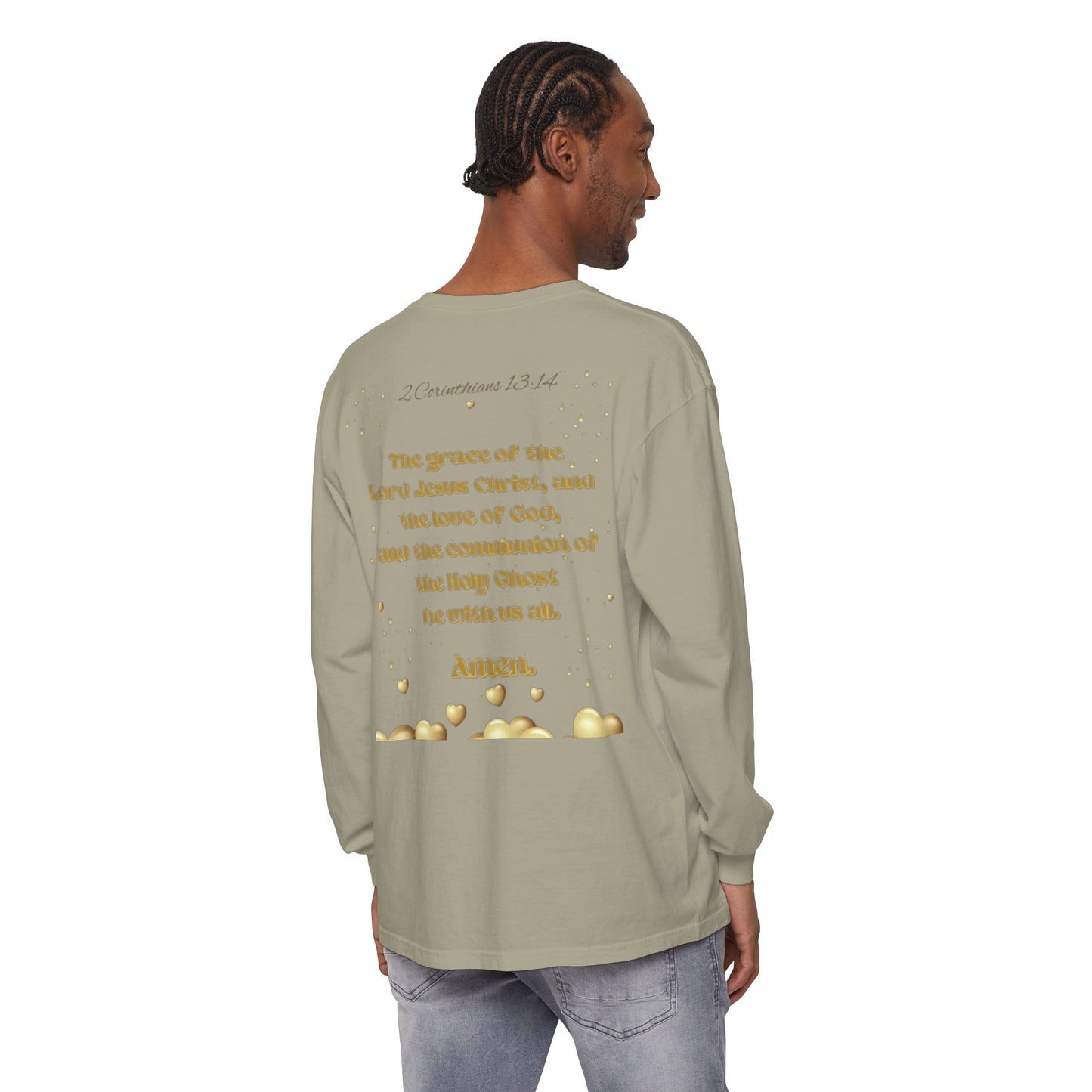 Unisex Garment-dyed Long Sleeve T-Shirt (Love)