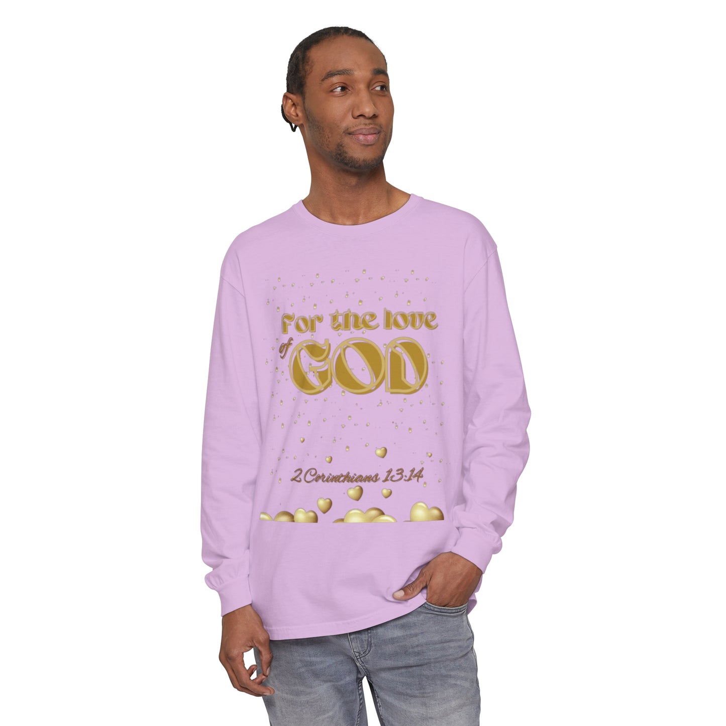 Unisex Garment-dyed Long Sleeve T-Shirt (Love)