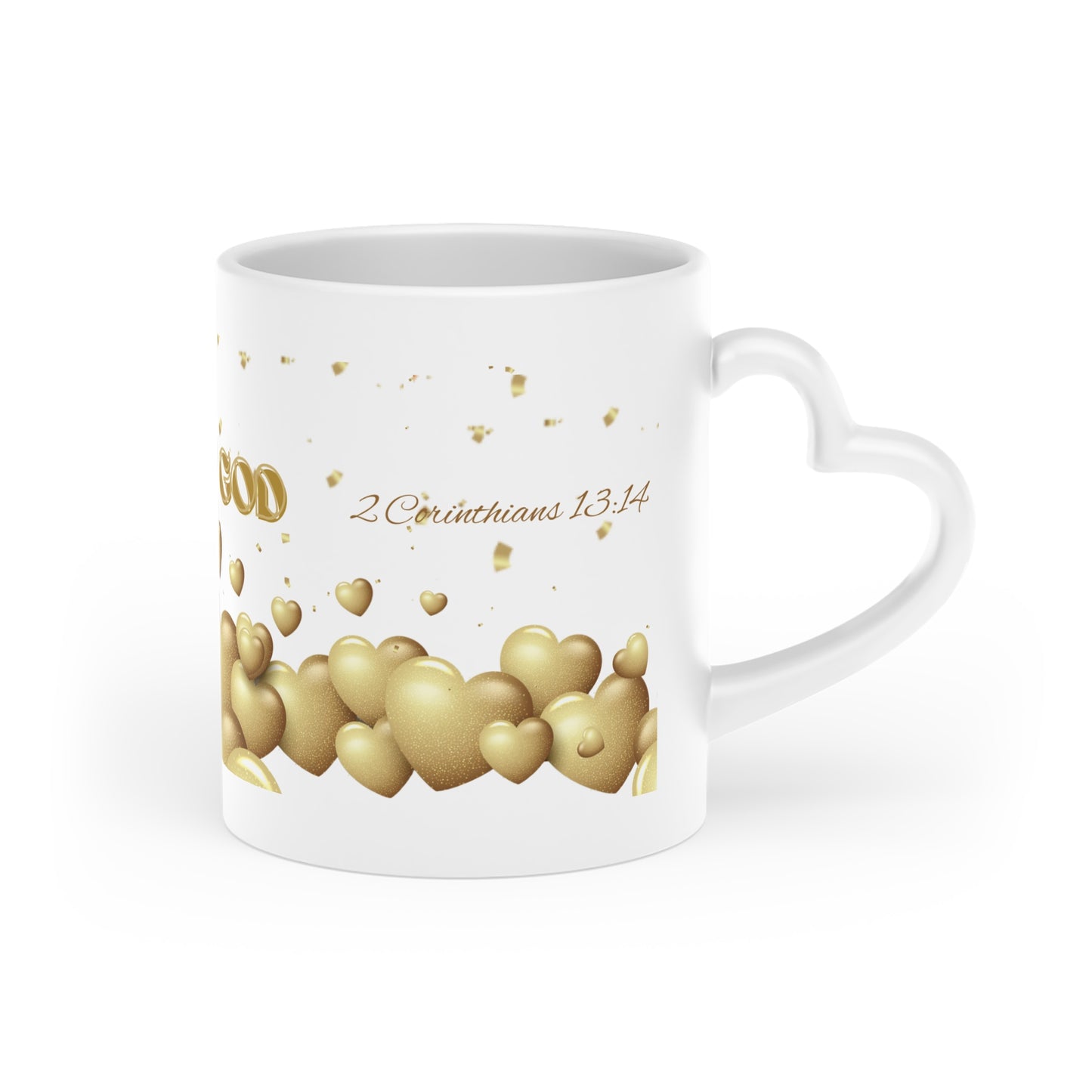 Heart-Shaped Mug - For the love of GOD - 2 Cor 13:14