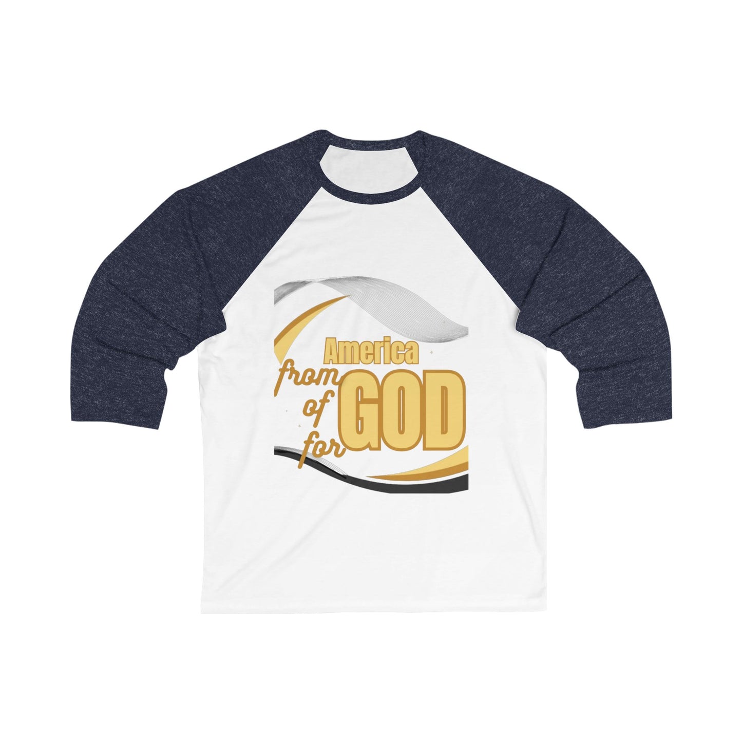 Unisex 3\4 Sleeve Baseball Tee (America-ForGod)