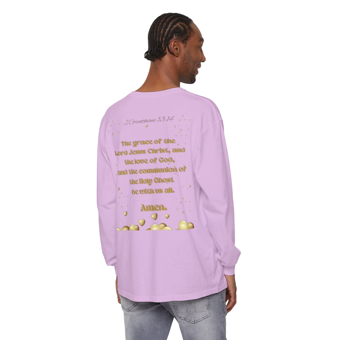 Unisex Garment-dyed Long Sleeve T-Shirt (Love)