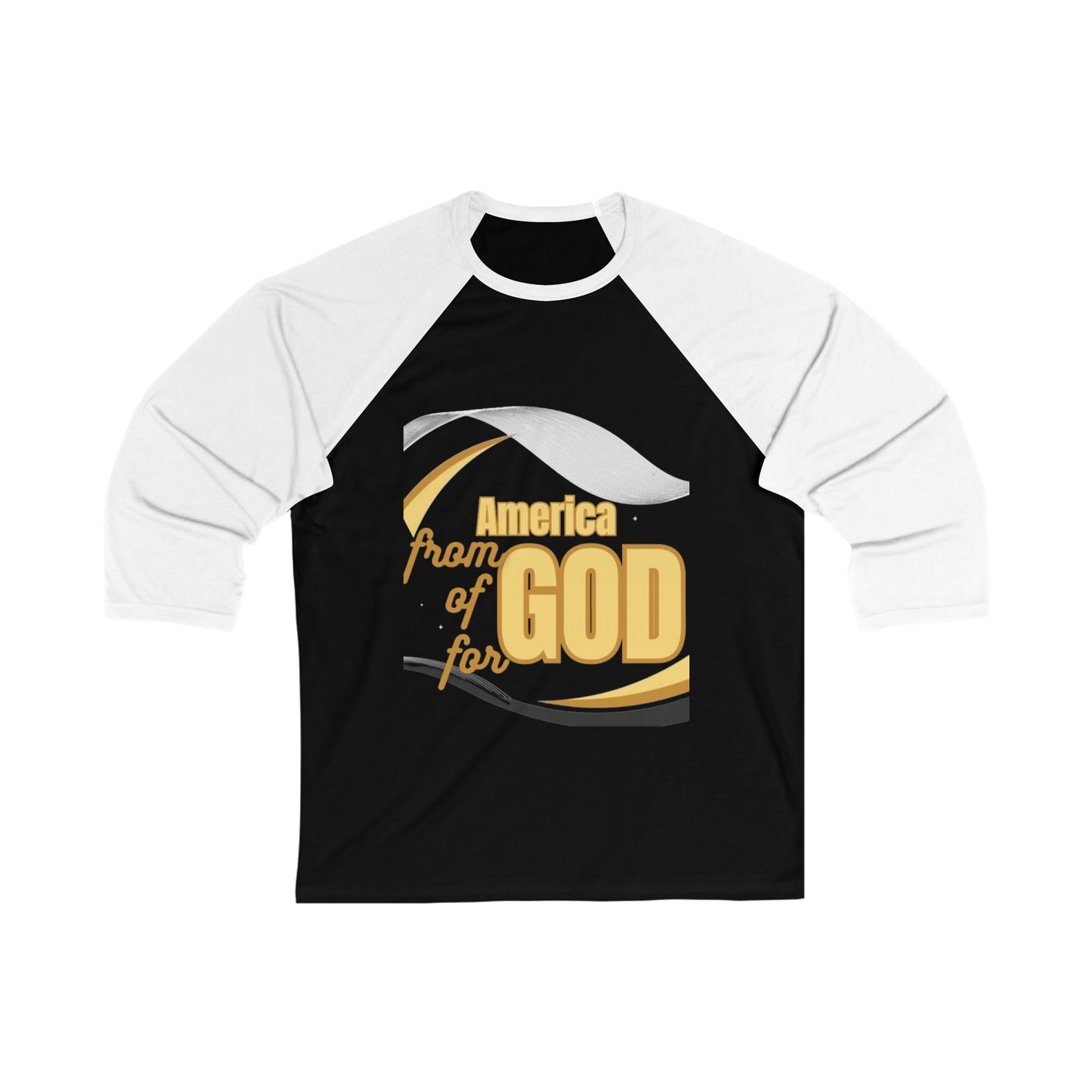 Unisex 3\4 Sleeve Baseball Tee (America-ForGod)