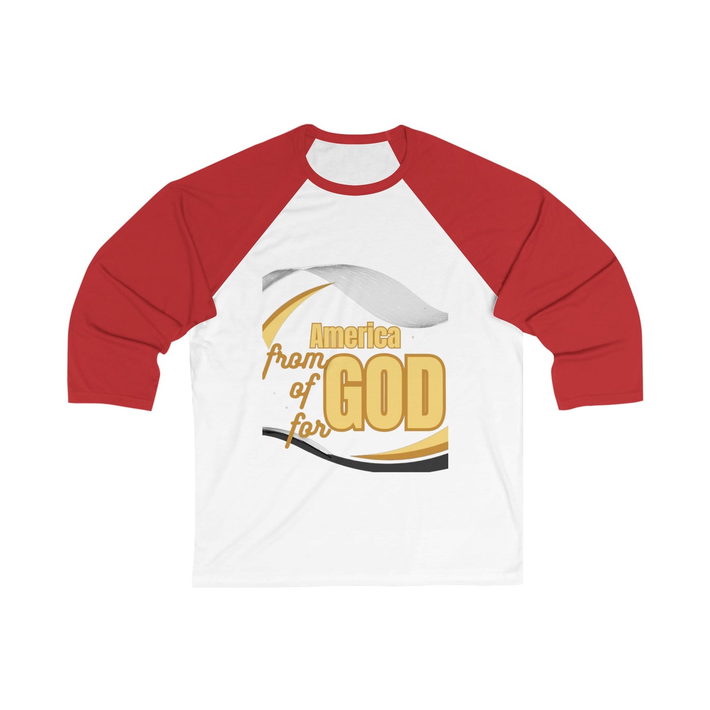 Unisex 3\4 Sleeve Baseball Tee (America-ForGod)