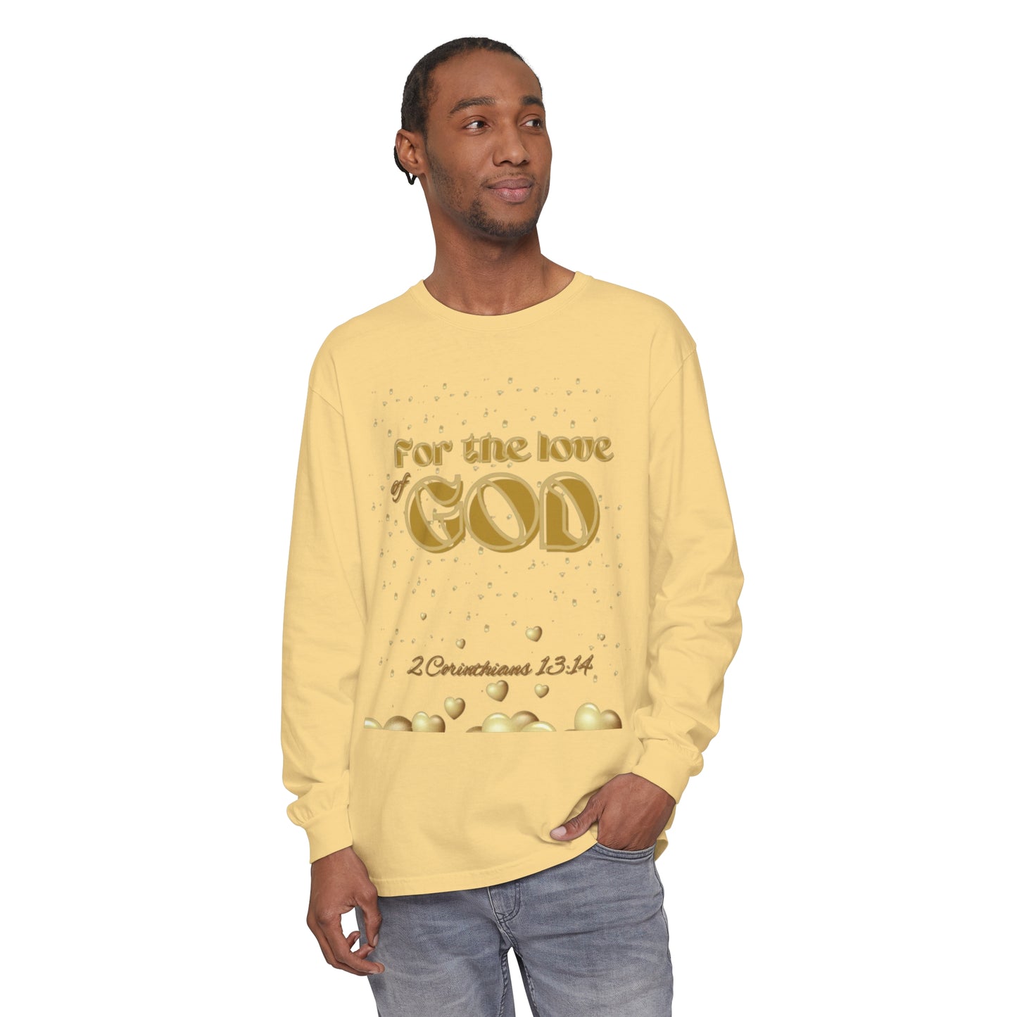 Unisex Garment-dyed Long Sleeve T-Shirt (Love)