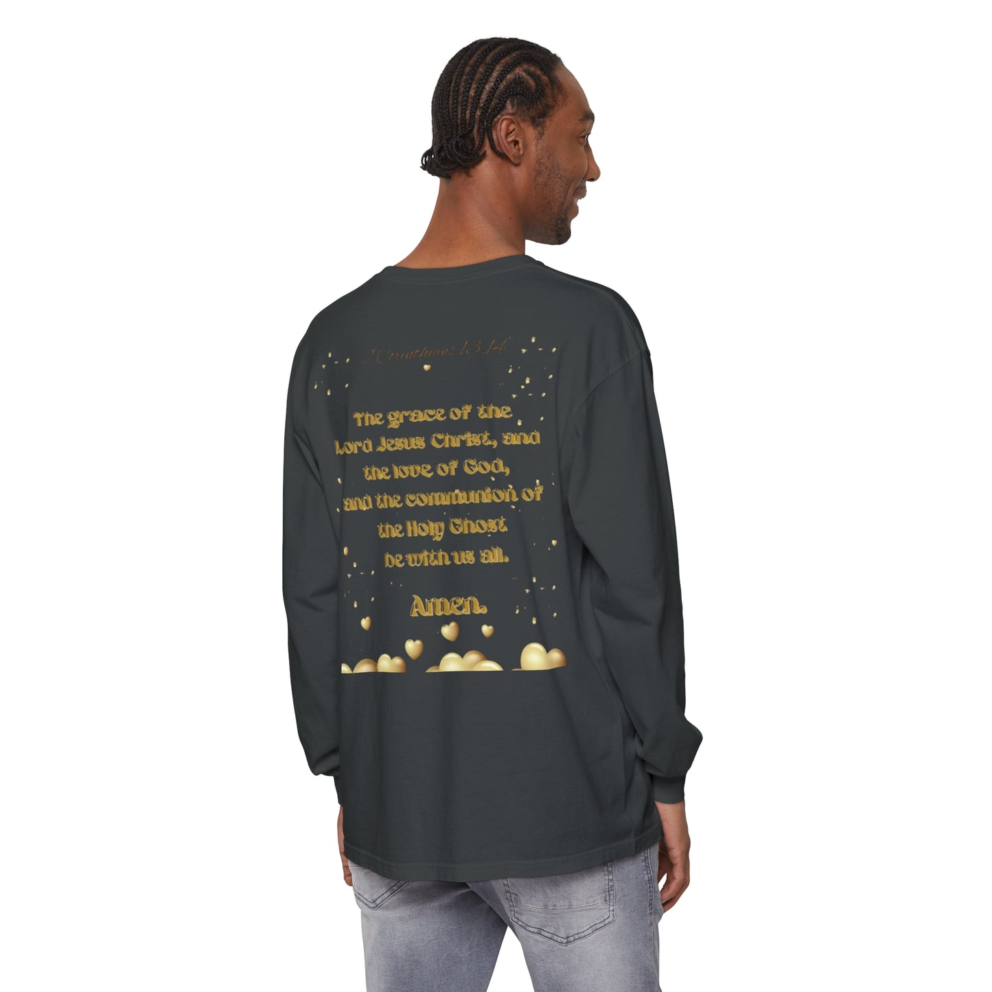 Unisex Garment-dyed Long Sleeve T-Shirt (Love)