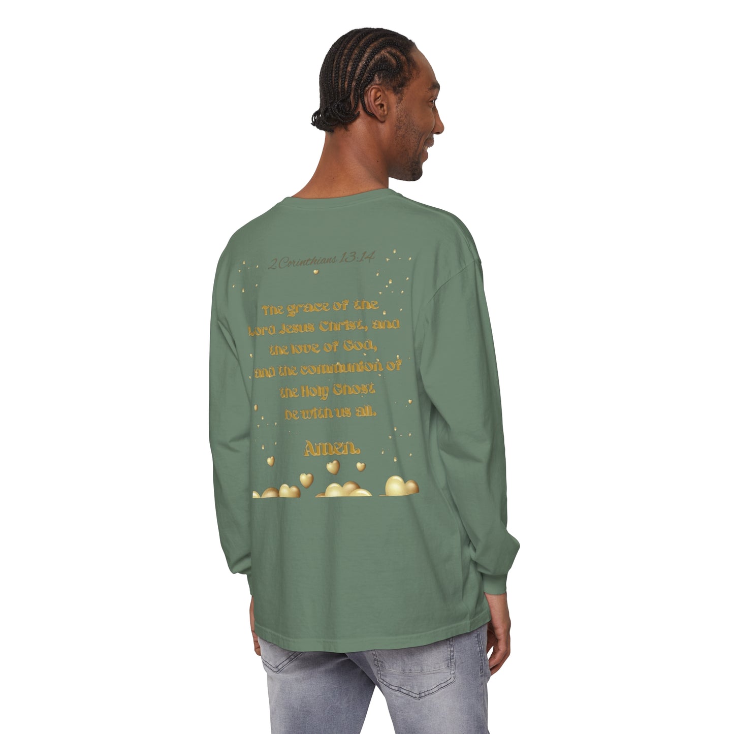Unisex Garment-dyed Long Sleeve T-Shirt (Love)