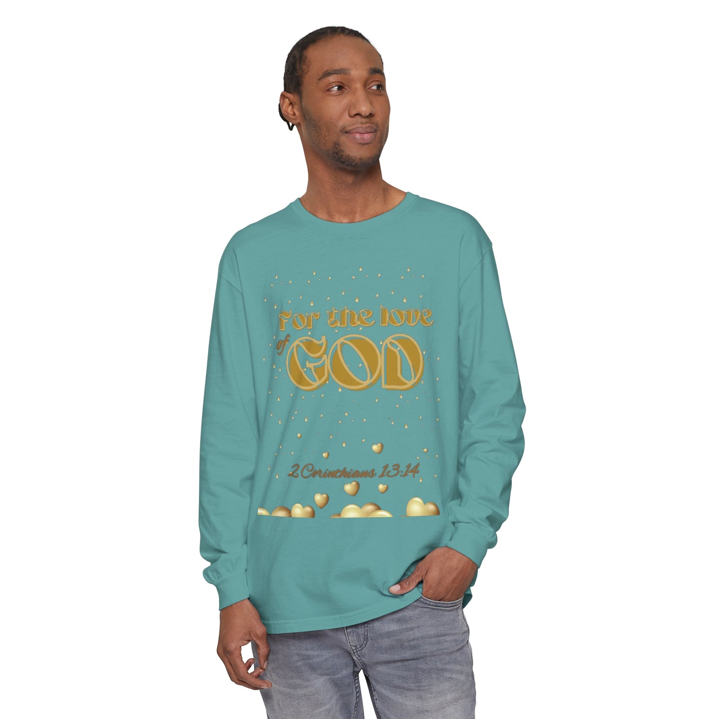 Unisex Garment-dyed Long Sleeve T-Shirt (Love)